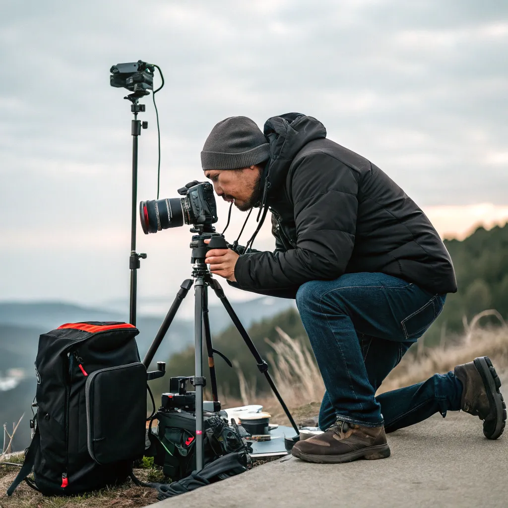 Camera enthusiast at a photography session